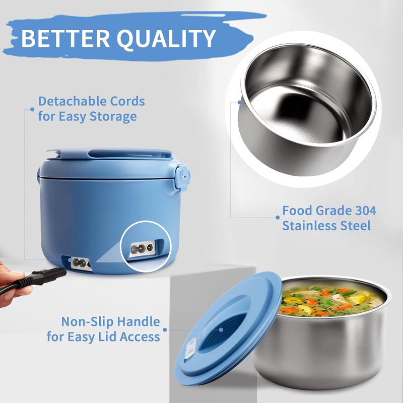 Aotto Electric Lunch Box, 32 oz Portable Food Warmer Heater, Lunch Warmer Portable for Work/Office/Car/Travel 12V/24V/110V 3-in-1, Warming Soup & Meal, Spill-Free, Men & Women's Gifts, Blue - Image 5